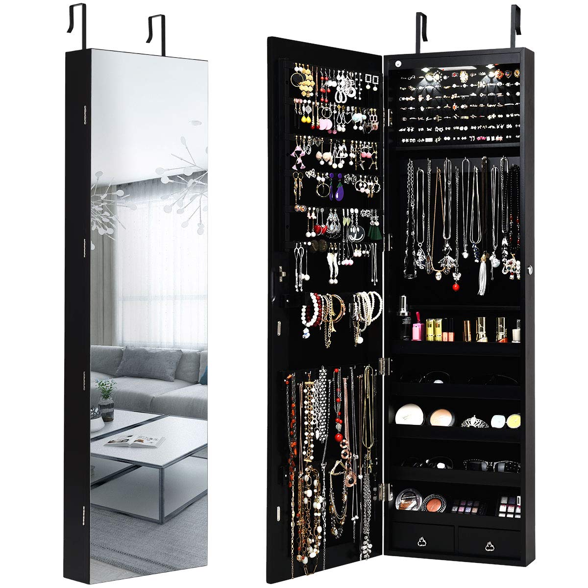 Full Length Mirror Jewelry Armoire - خزانة مجوهرات يمكن تركيبها على الحائط