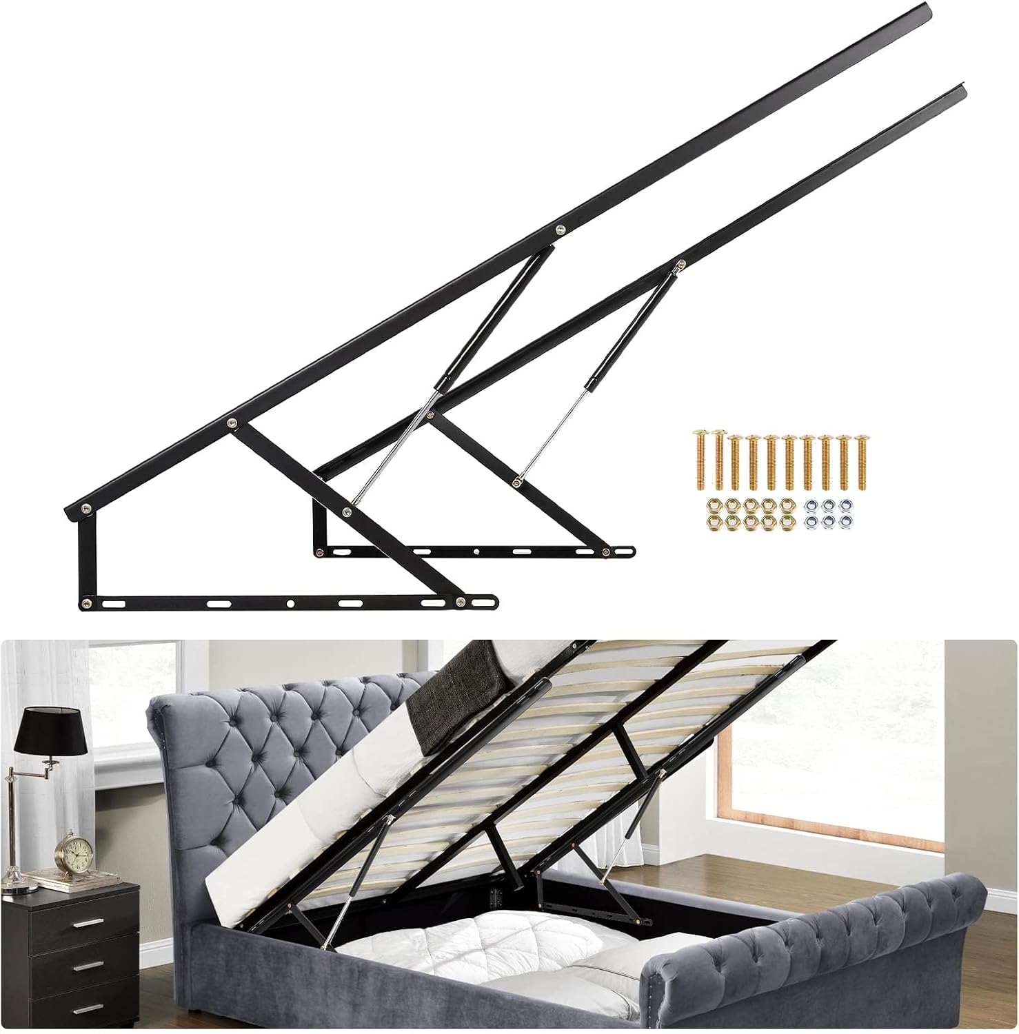 Gas Lift Storage Bed Hydraulic - آلية رفع السرير بطول 4.6 قدم،
