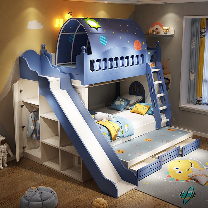 Bunk Bed With Stairs And Slide - سرير أطفال بطابقين للأولاد، سرير علوي