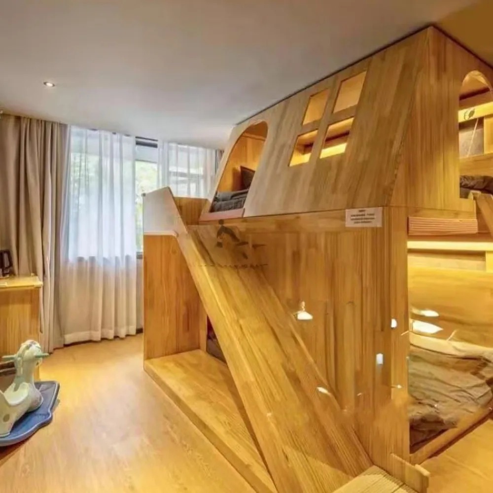 Bunk Bed With Stairs And Slide - سرير أطفال أمريكي من الخشب الصلب