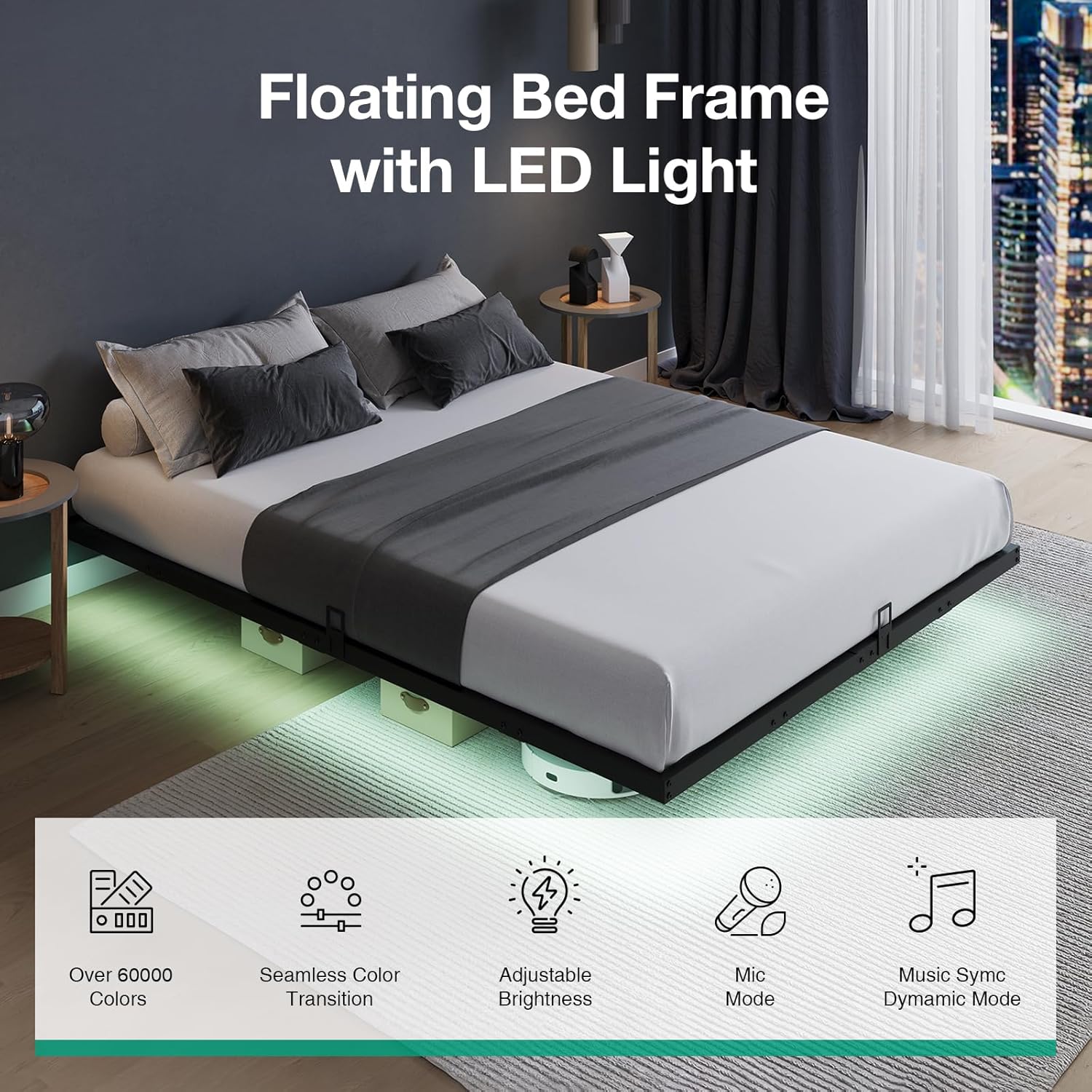 إطار سرير عائم مزود بإضاءة LED - مراجعة Memory Foam Mattress In A Box Queen وسعره